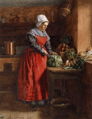 Image result for 18th century woman churning butter or working with herbs